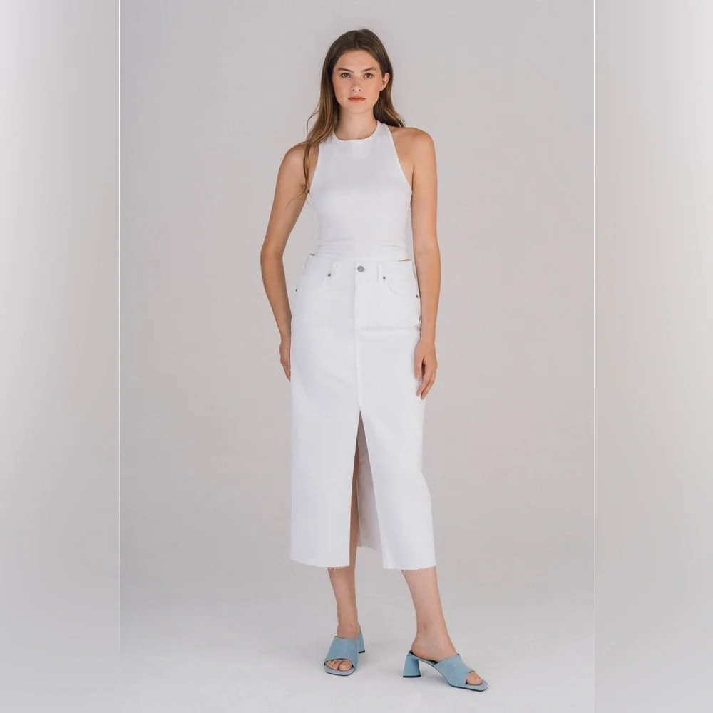 HIDDEN Peyton WHITE FRONT SLIT MIDI SKIRT - Women’s Large - Picture 2 of 14